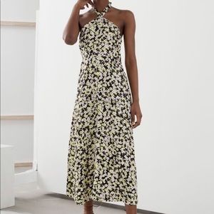 & Other Stories Floral Midi Halter Dress
